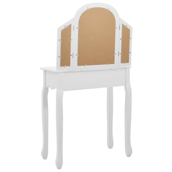 vidaXL Sminkbord med pall vit 65x36x128 cm kejsarträ MDF
