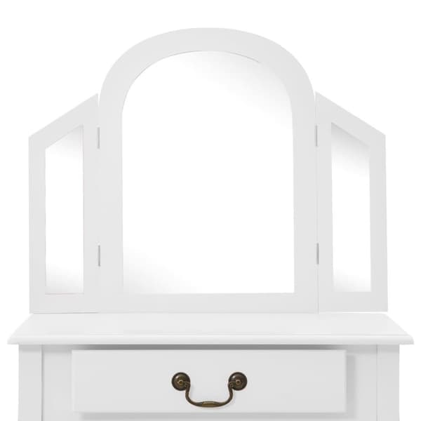 vidaXL Sminkbord med pall vit 65x36x128 cm kejsarträ MDF