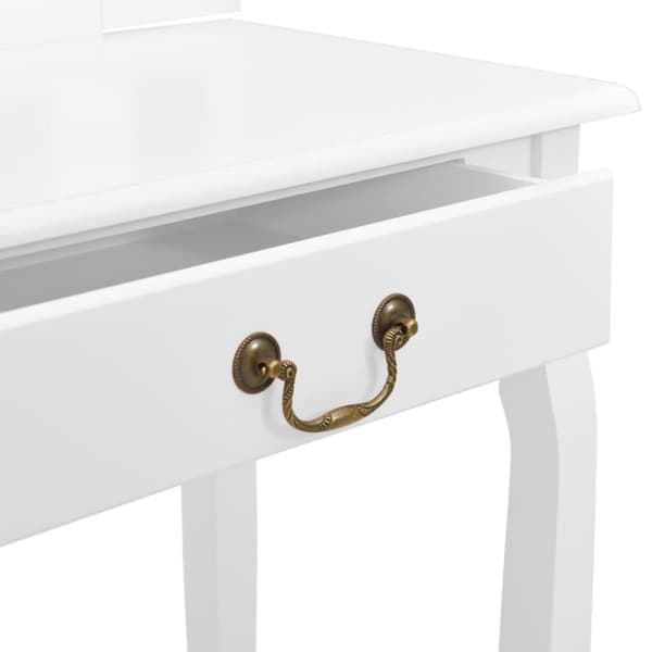vidaXL Sminkbord med pall vit 65x36x128 cm kejsarträ MDF