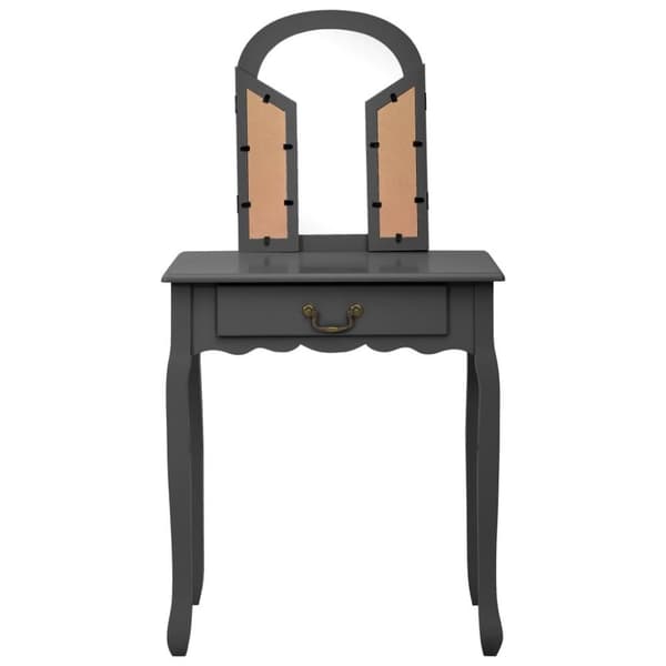 vidaXL kosmetikbord med taburet 65x36x128 cm kejsertræ MDF grå