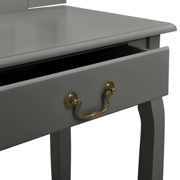 vidaXL kosmetikbord med taburet 65x36x128 cm kejsertræ MDF grå