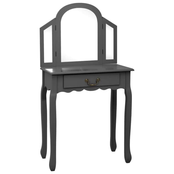 vidaXL kosmetikbord med taburet 65x36x128 cm kejsertræ MDF grå