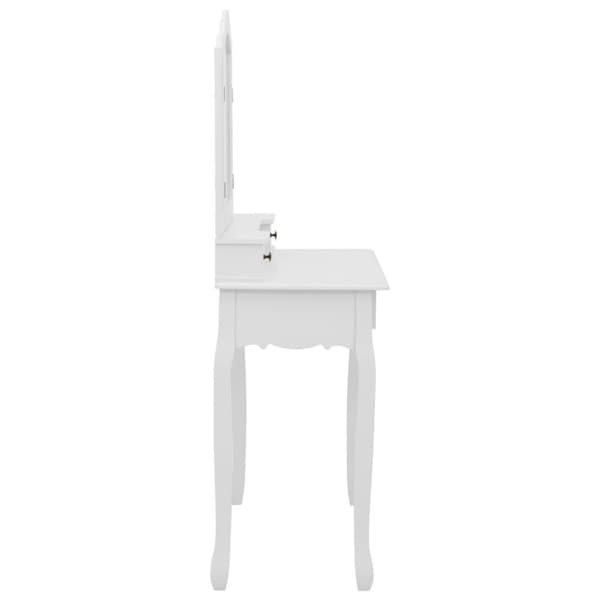 vidaXL Sminkbord med pall vit 80x69x141 cm paulowniaträ