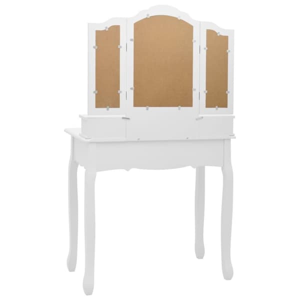 vidaXL Sminkbord med pall vit 80x69x141 cm paulowniaträ