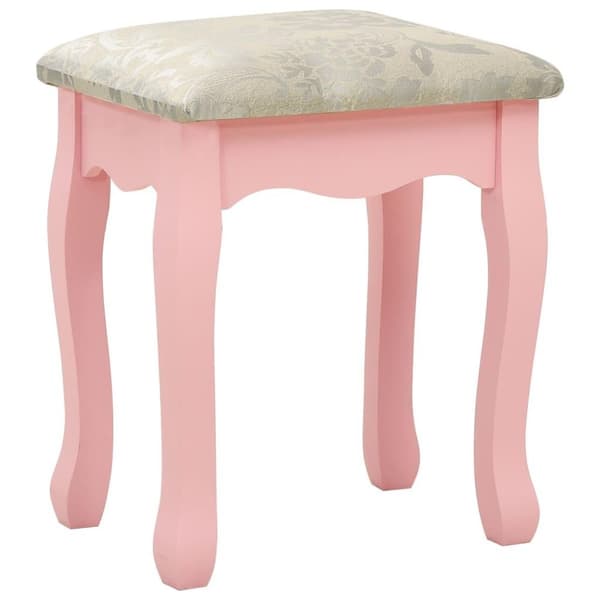 vidaXL Sminkbord med pall rosa 80x69x141 cm paulowniaträ