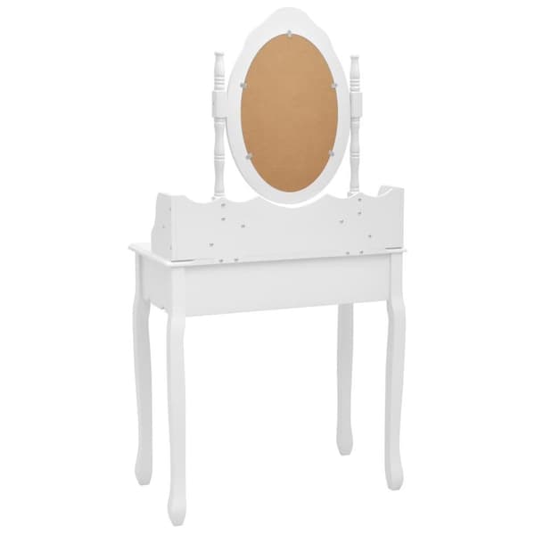 vidaXL sminkebordssæt med taburet 75x69x140 cm kejsertræ hvid