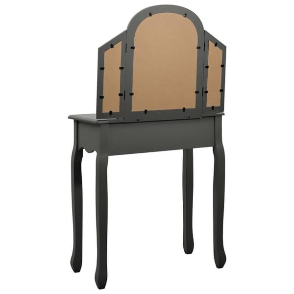 vidaXL Sminkbord med pall grå 65x36x128 cm kejsarträ MDF
