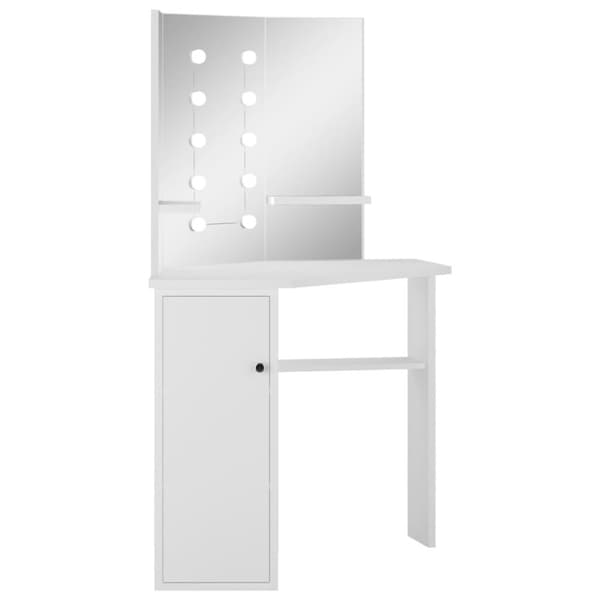 vidaXL toiletbord til hjørne med LED hvid