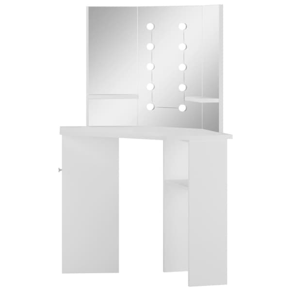 vidaXL toiletbord til hjørne med LED hvid