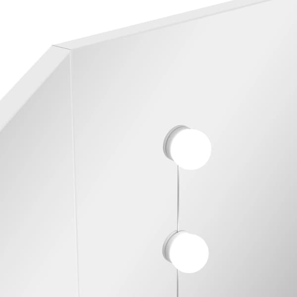 vidaXL toiletbord til hjørne med LED hvid
