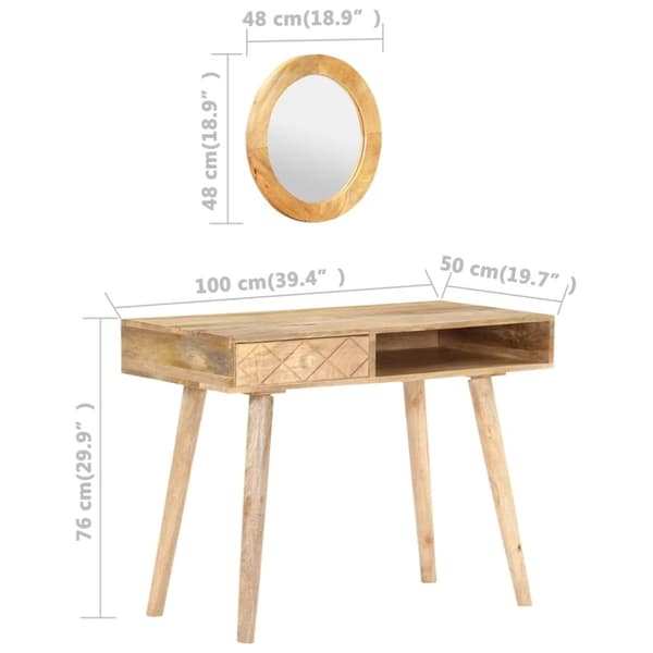 vidaXL kosmetikbord 100x50x76 cm massivt mangotræ