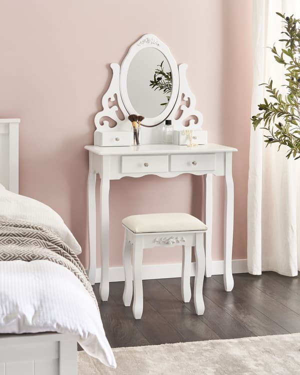 Makeup Bord Hvid 4 Skuffer Stue Møbler Skandinavisk Design