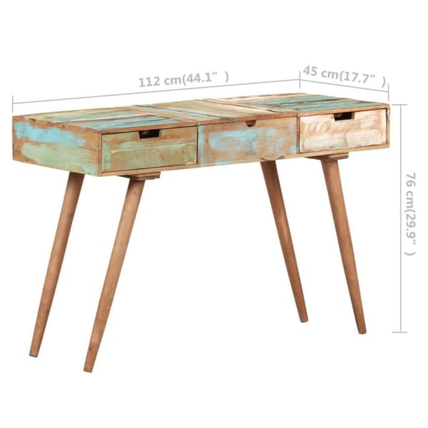 vidaXL Meikkipöytä peilillä 112x45x76 cm kierrätetty täyspuu