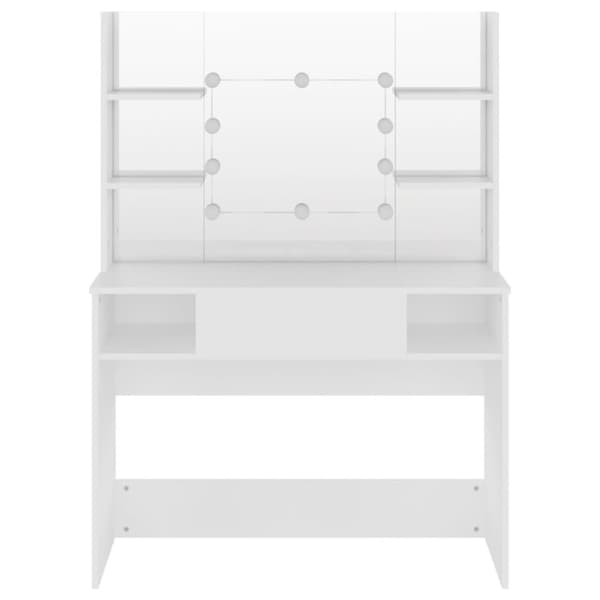 vidaXL makeupbord med LED-lys 100x40x135 cm MDF hvid