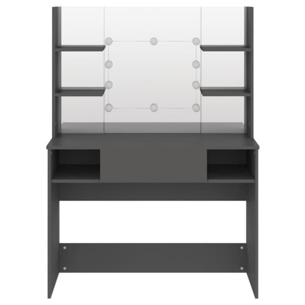 vidaXL makeupbord med LED-lys 100x40x135 cm MDF grå