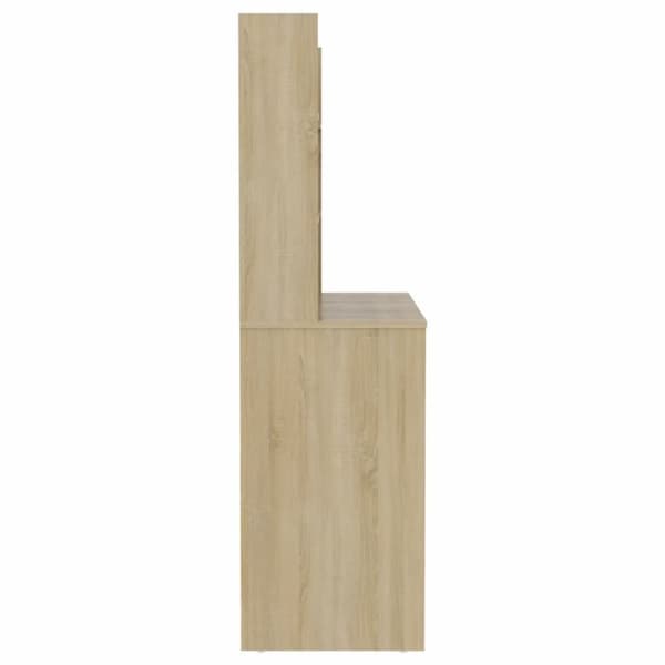 vidaXL makeupbord med LED-lys 100x40x135 cm MDF egetræ