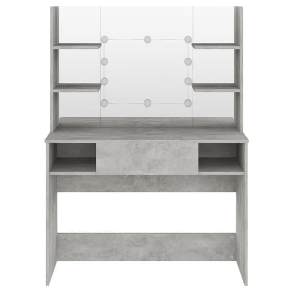 vidaXL makeupbord med LED-lys 100x40x135 cm MDF betongrå