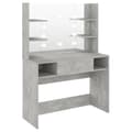Miniatyrbillede 2 af 7: vidaXL makeupbord med LED-lys 100x40x135 cm MDF betongrå