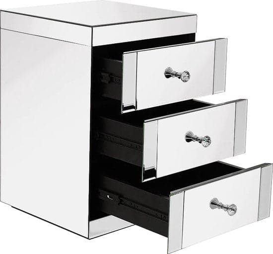 Spegel sängbord - sovrumsmöbler - kristallknappar - silver