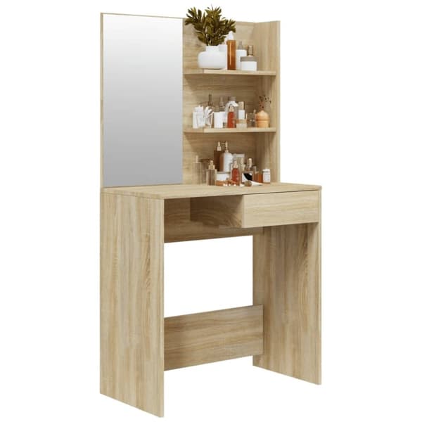 vidaXL Sminkbord med spegel sonoma-ek 74,5x40x141 cm
