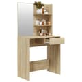Miniatyrbild 6 av 11: vidaXL Sminkbord med spegel sonoma-ek 74,5x40x141 cm
