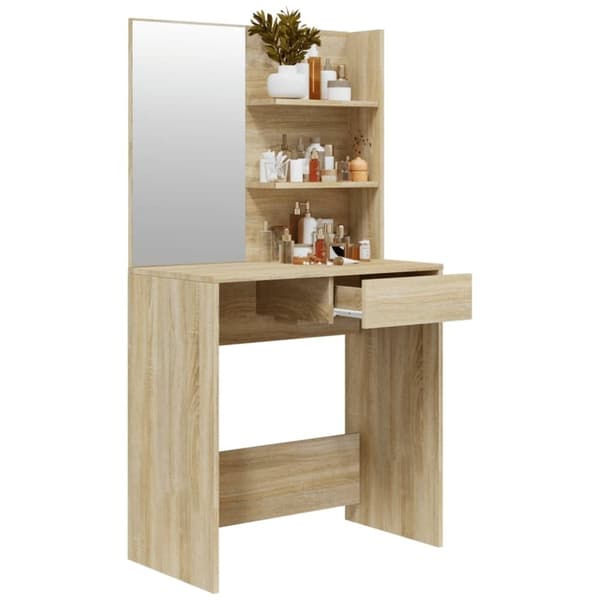 vidaXL Sminkbord med spegel sonoma-ek 74,5x40x141 cm