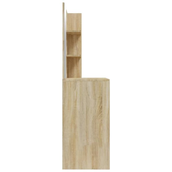 vidaXL Sminkbord med spegel sonoma-ek 74,5x40x141 cm