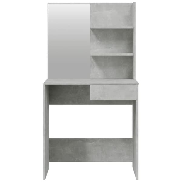 vidaXL Sminkbord med spegel betonggrå 74,5x40x141 cm