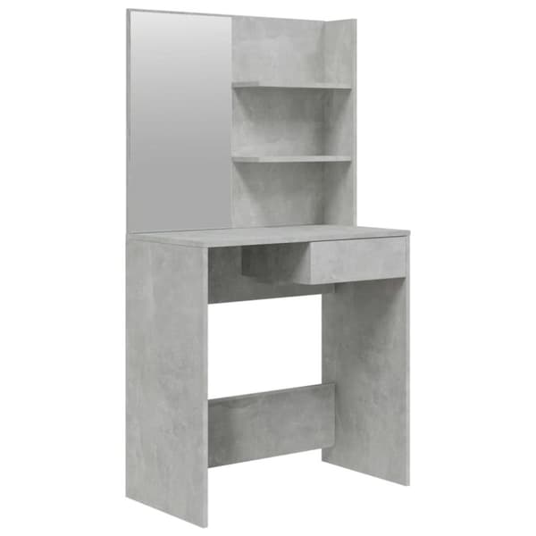 vidaXL Sminkbord med spegel betonggrå 74,5x40x141 cm
