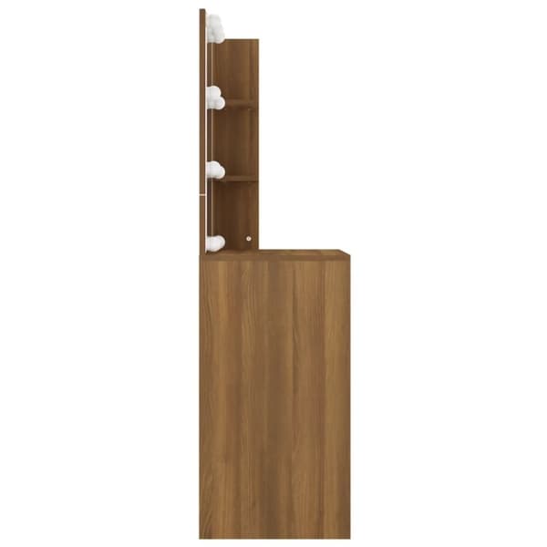 vidaXL Sminkbord med LED brun ek 60x40x140 cm
