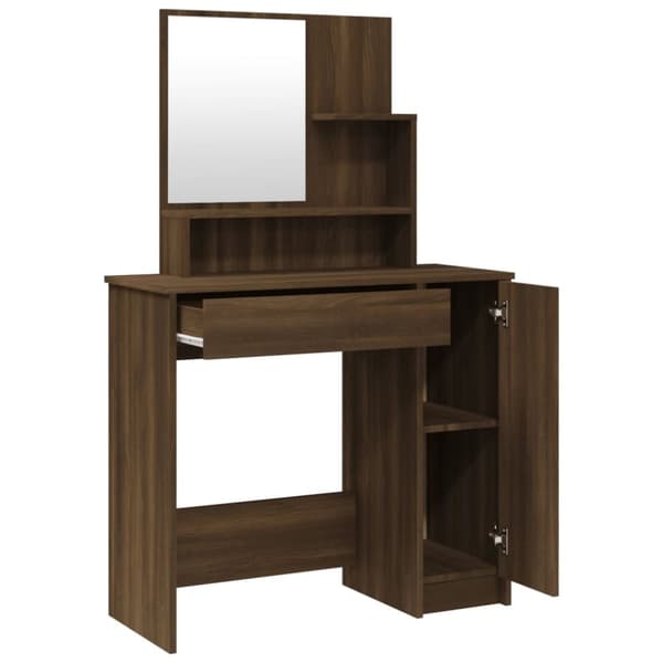 vidaXL Sminkbord med spegel brun ek 86,5x35x136 cm