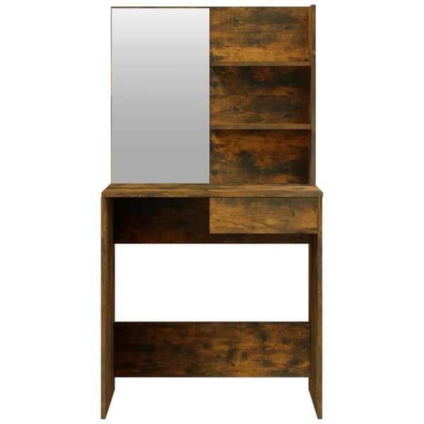 vidaXL Sminkbord med spegel rökfärgad ek 74,5x40x141 cm