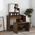 Miniatyrbild 11 av 11: vidaXL Sminkbord set brun ek 86,5x35x136 cm