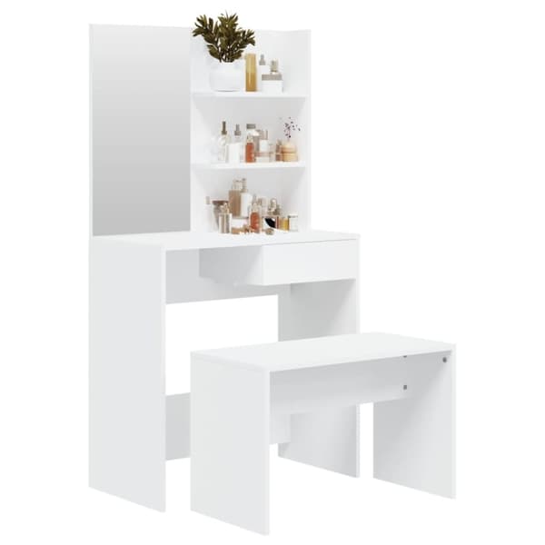 vidaXL Sminkbord set vit 74,5x40x141 cm