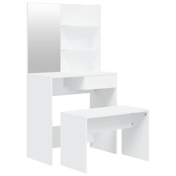 vidaXL Sminkbord set vit 74,5x40x141 cm