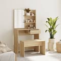 Miniatyrbild 3 av 11: vidaXL Sminkbord set sonoma-ek 74,5x40x141 cm