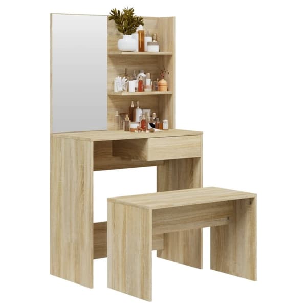 vidaXL Sminkbord set sonoma-ek 74,5x40x141 cm