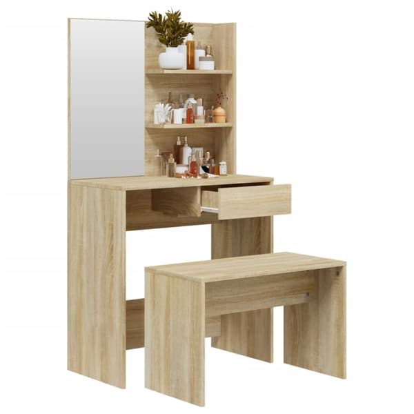vidaXL Sminkbord set sonoma-ek 74,5x40x141 cm