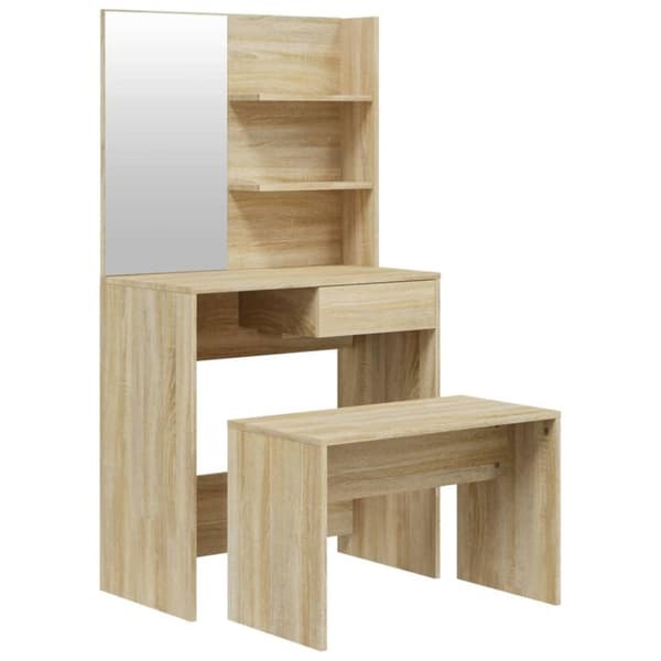 vidaXL Sminkbord set sonoma-ek 74,5x40x141 cm