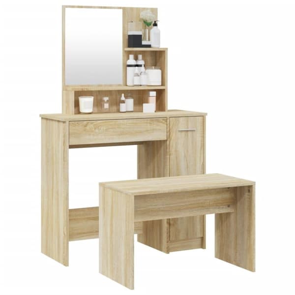 vidaXL Sminkbord set sonoma-ek 86,5x35x136 cm
