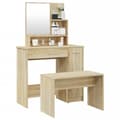 Miniatyrbild 3 av 11: vidaXL Sminkbord set sonoma-ek 86,5x35x136 cm