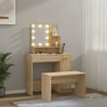 Miniatyrbillede 3 af 11: vidaXL makeupbordssæt med LED-lys konstrueret træ sonoma-eg