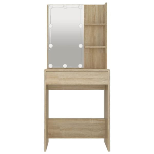 vidaXL makeupbord med LED-lys 60x40x140 cm sonoma-eg