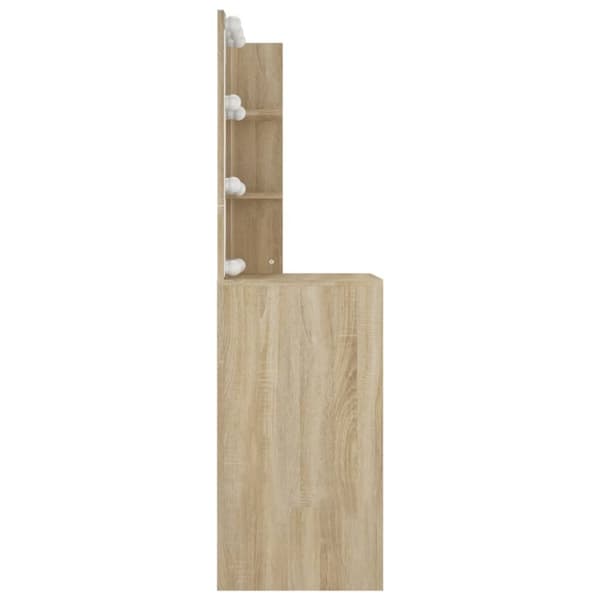 vidaXL makeupbord med LED-lys 60x40x140 cm sonoma-eg