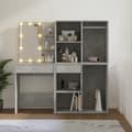Miniatyrbillede 4 af 11: vidaXL makeupbord med LED-lys og 2 skabe konstrueret træ betongrå