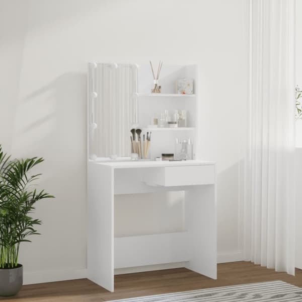 vidaXL Peilipöytä LED-valoilla valkoinen 74,5x40x141 cm