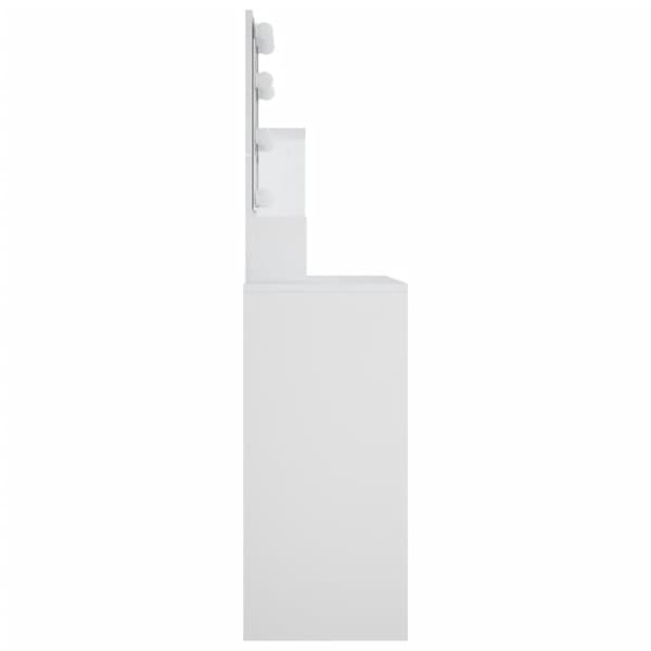 vidaXL makeupbord med LED-lys 86,5x35x136 cm hvid