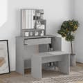 Miniatyrbillede 4 af 11: vidaXL makeupbord med spejl 86,5x35x136 cm betongrå