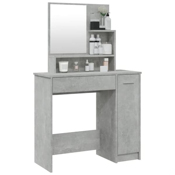 vidaXL makeupbord med spejl 86,5x35x136 cm betongrå
