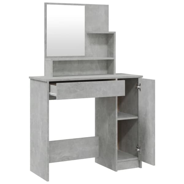 vidaXL makeupbord med spejl 86,5x35x136 cm betongrå